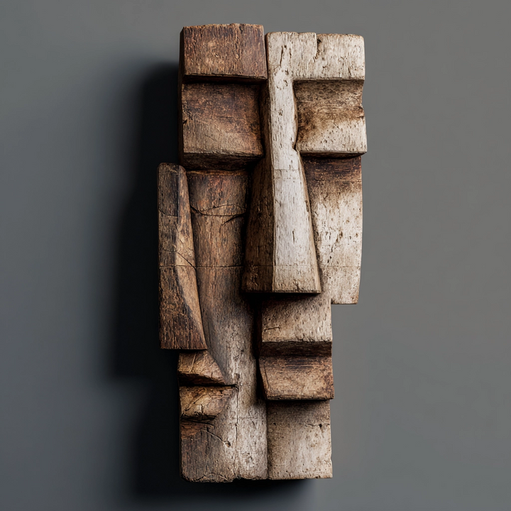 Abstract Cubist Wooden Facade Wall Sculpture  Wood Sculpture